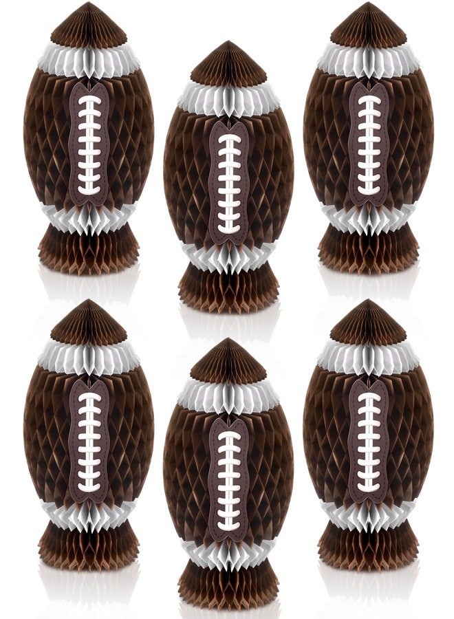 Fourluoo 6 Pcs Football Party Decorations Large Football Honeycomb Centerpieces 3D Ball Table Decor Sports Ball Paper Honeycomb Decorations for Tailgate Party Decoration(7.87 Inch,Brown) - Image 1